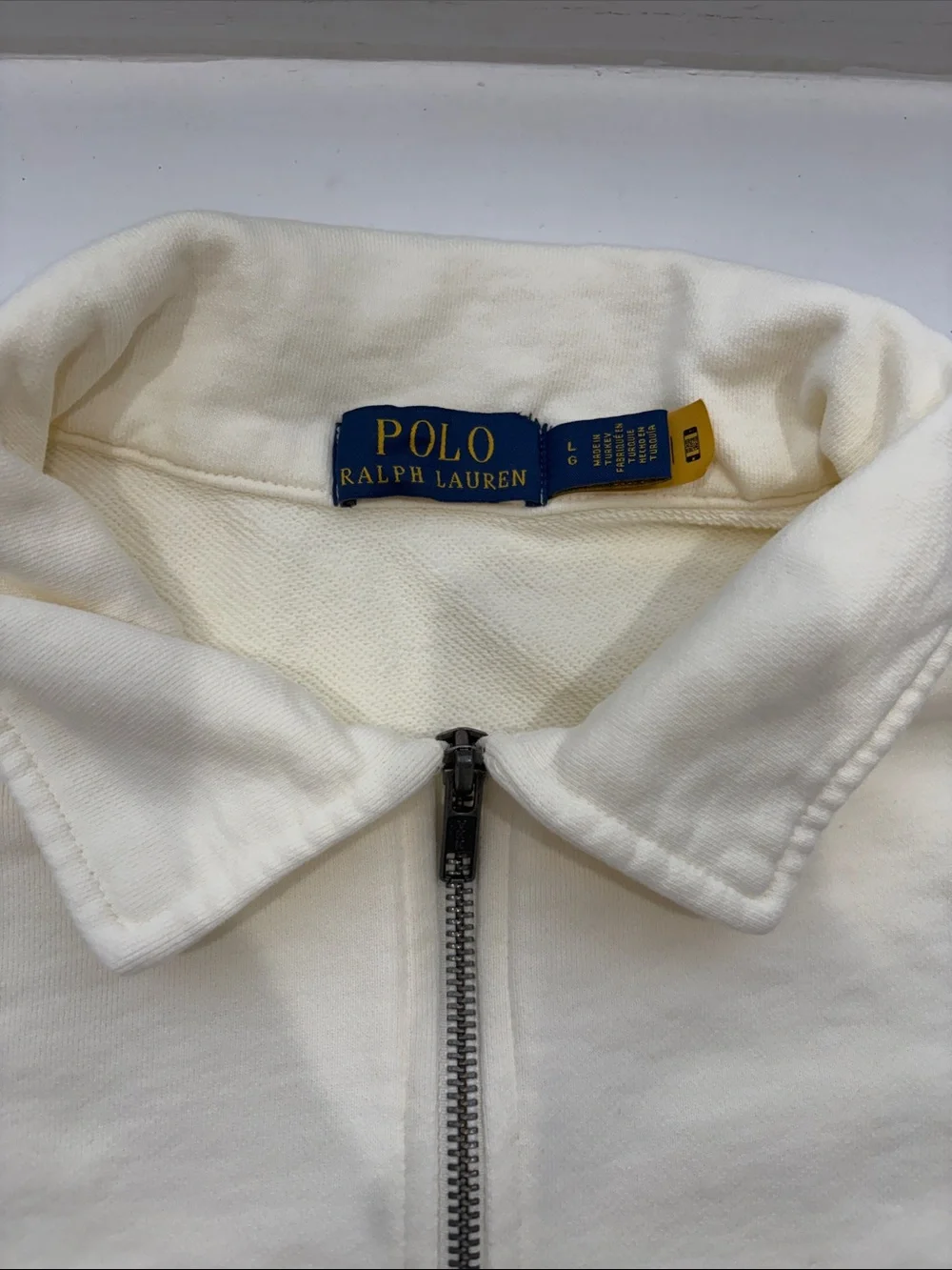 NWOT Polo by Ralph Lauren Cream Quarter-Zip Pullover Sweatshirt size large
